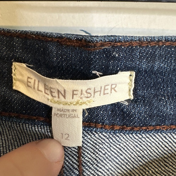 Eileen Fisher Dark Wash Blue Straight Leg Jeans Womens 12 - Picture 3 of 7
